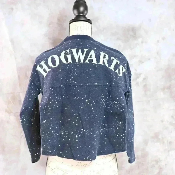 Kid's Harry Potter size M navy blue hogwarts long sleeve jersey star pattern - Picture 4 of 12